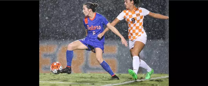 No. 12 Gator Soccer Wins 2-1 on Soggy Evening at Tennessee