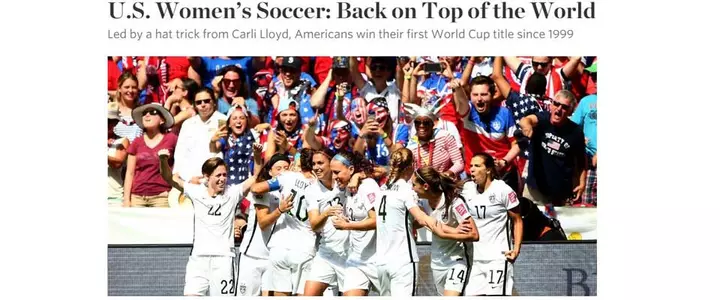 News Links: U.S. Soccer win Women's World Cup with 5-2 win over Japan