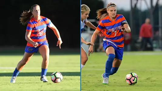 Meggie Dougherty Howard (#28) and Savannah Jordan (#7) - 2016 NSCAA All-Americans