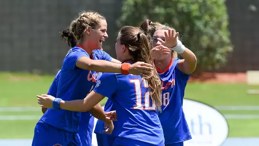 Gators celebrate Melanie Monteagudo's goal - 8-21-16 vs FAU