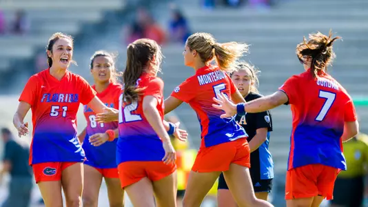 Goal celebration - Erika Nelson, Melanie Monteagudo - Soccer 2016 at UCLA