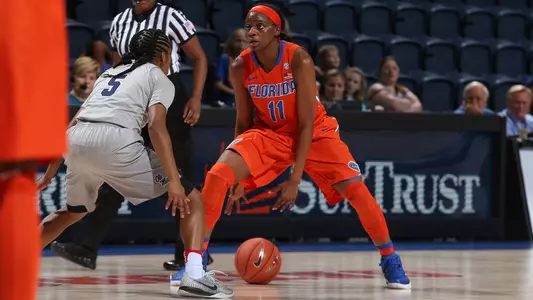 Dyandria Anderson dribbling