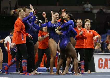 Florida celebrates Kennedy Baker's floor routine - vs Auburn 1-13-17