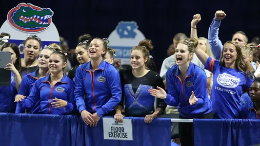 Gators cheer during 2017 NCAA Gymnastics Regional