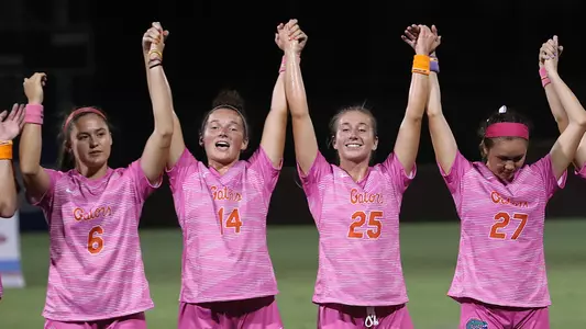 Kit Loferski, Madison Alexander, Sara Wilson and Mayra Pelayo after Florida's 1-0 win over Georgia - 10-18-18