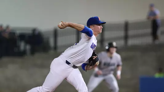during the Gators' game against the Siena Saints on Friday, February 16, 2018 at McKethan Stadium in Gainesville, Fla. / UAA Communications photo by Allison Curry