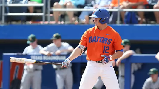 during the Gators' game against the Siena Saints on Sunday, February 18, 2018 at McKethan Stadium in Gainesville, Fla. / UAA Communications photo by Allison Curry