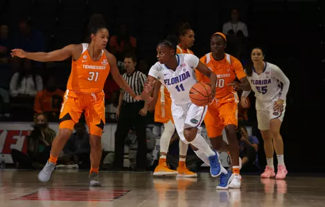Dyandria Anderson dribbling