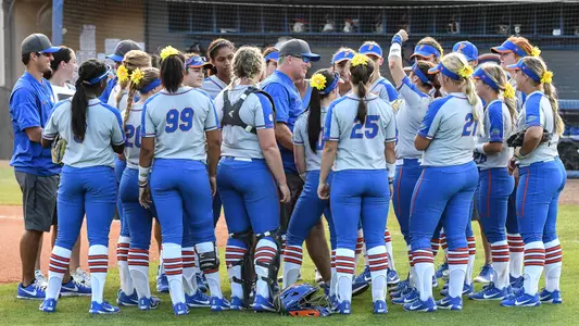 Tim Walton addresses the team after the Gators' Softball game against the Maryland Terrapins on Saturday, February 24, 2018 in Katie Seashole Pressly Stadium on the University of Florida campus in Gainesville, FL. UAA Communications photo by Jim Burgess