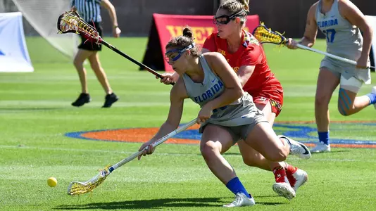 ... during the Gators' lacrosse game against the Maryland Terrapins on Saturday, February 17, 2018 in Donald R. Dizney Stadium in Gainesville, FL / UAA Communications photo by Jim Burgess