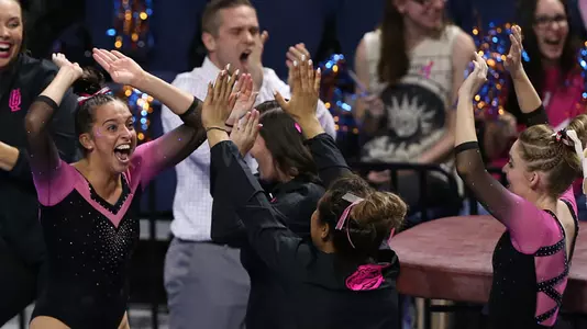 Rachel Slocum - vault celebration vs Arkansas 2-23-18
