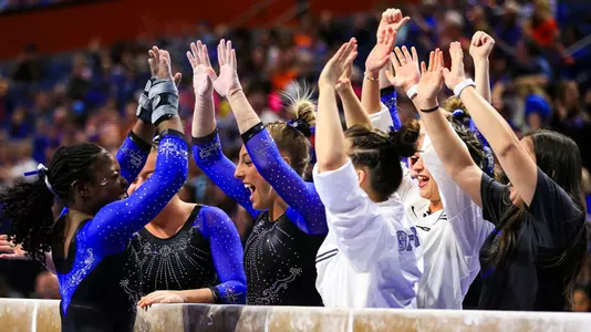 Alicia Boren - balance beam celebration vs Nebraska 3-9-18