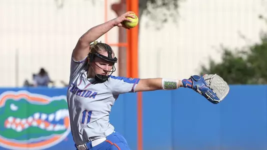 Kelly Barnhill during the Gators' 8-0 win against the Iowa State Cyclones on Saturday, February 24, 2018 at Katie Seashole Pressly Softball Stadium in Gainesville, FL / UAA Communications photo by Tim Casey