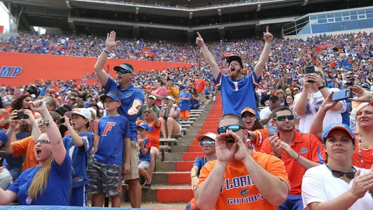 during the Gators' Orange and Blue game on Saturday, April 14, 2018 at Ben Hill Griffin Stadium in Gainesville, Fla. / UAA Communications photo by Allison Curry