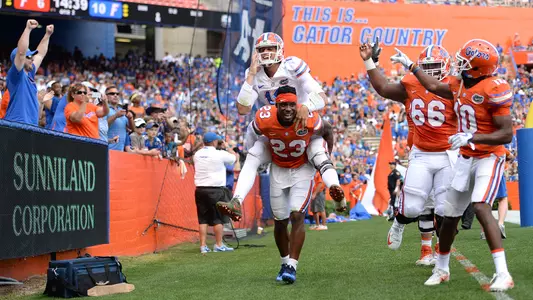 during the Gators' Orange and Blue game on Saturday, April 14, 2018 at Ben Hill Griffin Stadium in Gainesville, Fla. / UAA Communications photo by Adler Garfield