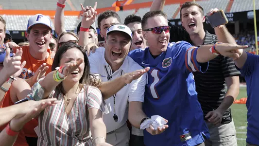 during the Gators' Orange and Blue game on Saturday, April 14, 2018 at Ben Hill Griffin Stadium in Gainesville, Fla. / UAA Communications photo by Kaila Jones