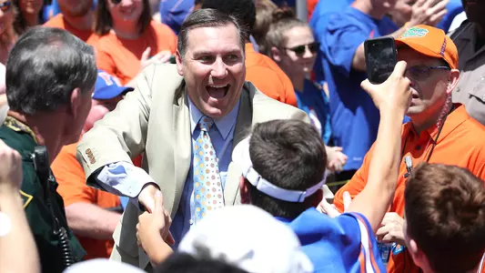 during the Gators' Orange and Blue game on Saturday, April 14, 2018 at Ben Hill Griffin Stadium in Gainesville, Fla. / UAA Communications photo by Tim Casey