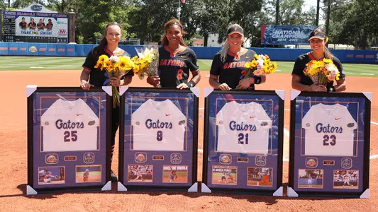 Softball Senior Day 2018, Janell Wheaton, Aleshia Ocasio, Kayli Kvistad, Nicole DeWitt