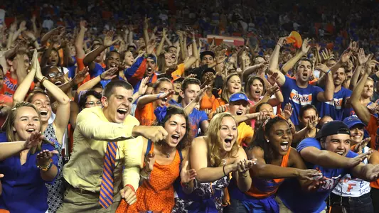 Student Fans Cheering at The Swamp