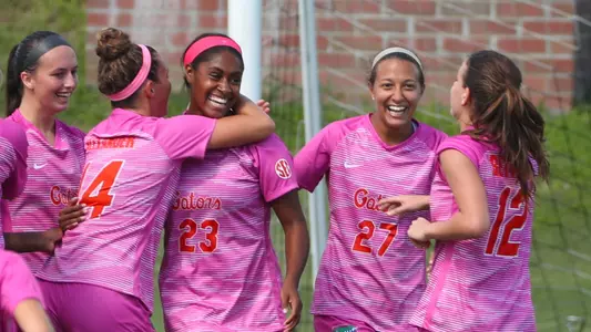Kouri Peace is congratulated after her game-winning goal versus Kentucky - 10-13-19