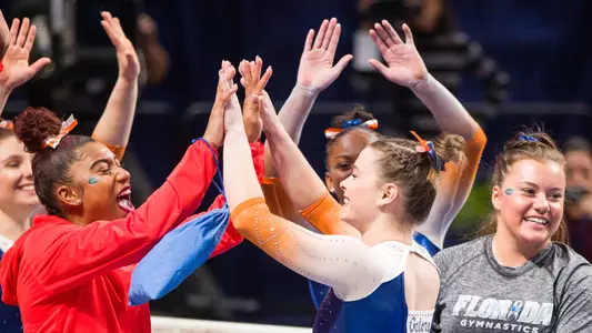 Megan Skaggs - vs Kentucky 1-25-19 - balance beam celebrate