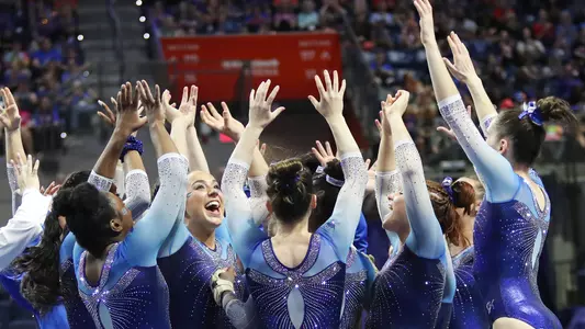 Gators celebrate a routine - 2-22-19