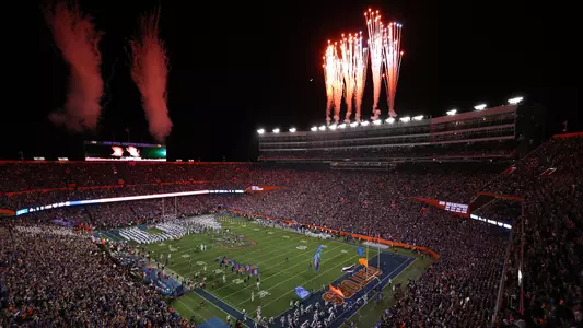 football stadium, runout, fireworks