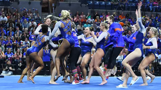 Floor exercise celebration