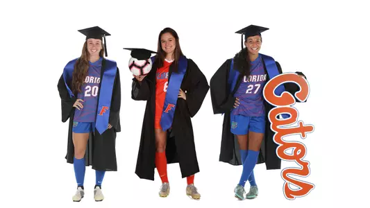 Gator Soccer Summer 2020 graduates - Julia Lester, Kit Loferski and Vanessa Kara