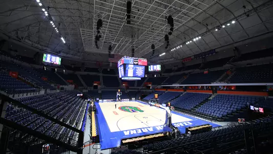 Inside Exactech Arena, configured for fans, empty