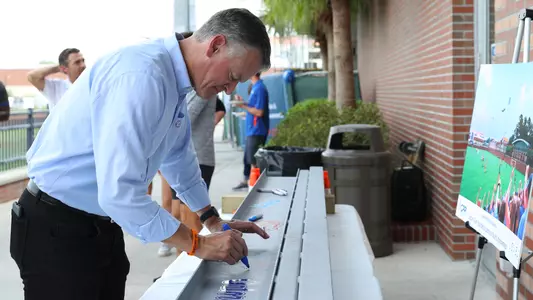 Scott Stricklin - signing beam at Soccer/Lacrosse Facility Topping Off Event - 211008