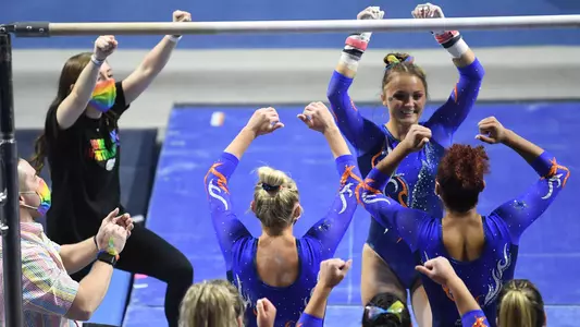 Savannah Schoenherr bars celebration 210129