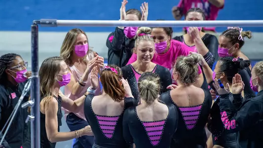 Alyssa Baumann bars celebration - 210219