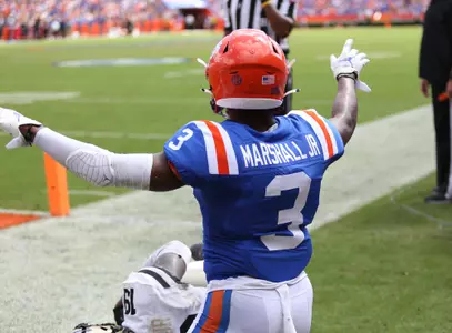 during the Gators' game against the Vanderbilt Commodores on Saturday, October 9, 2021 at Ben Hill Griffin Stadium in Gainesville, Fla. / UAA Communications photo by Isabella Marley