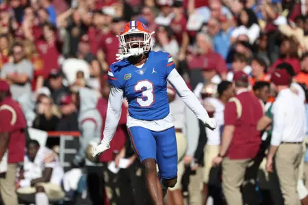 during the Gators' game against the Florida State Seminoles on Saturday, November 27, 2021 at Ben Hill Griffin Stadium in Gainesville, Fla. / UAA Communications photo by Alexis Greaves