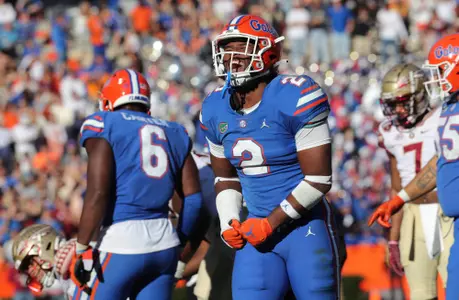 during the Gators' game against the Florida State Seminoles on Saturday, November 27, 2021 at Ben Hill Griffin Stadium in Gainesville, Fla. / UAA Communications photo by Jay Metz