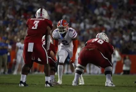 during the Gators' game against the FAU Owls on Saturday, September 4, 2021 at Ben Hill Griffin Stadium in Gainesville, Fla. / UAA Communications photo by Tim Casey