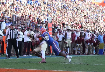during the Gators' game against the Florida State Seminoles on Saturday, November 27, 2021 at Ben Hill Griffin Stadium in Gainesville, Fla. / UAA Communications photo by Alex Rodriguez