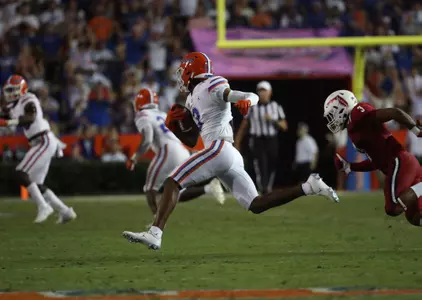 during the Gators' game against the FAU Owls on Saturday, September 4, 2021 at Ben Hill Griffin Stadium in Gainesville, Fla. / UAA Communications photo by Tiffany Franco