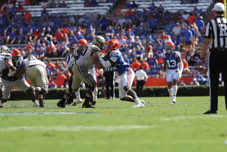 during the Gators' game against the Vanderbilt Commodores on Saturday, October 9, 2021 at Ben Hill Griffin Stadium in Gainesville, Fla. / UAA Communications photo by Isabella Marley