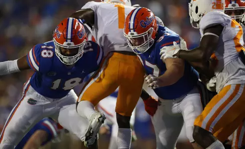 during the Gators' game against the Tennessee Volunteers on Saturday, September 25, 2021 at Ben Hill Griffin Stadium in Gainesville, Fla. / UAA Communications photo by Tim Casey