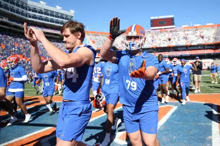 during the Gators' game against the Florida State Seminoles on Saturday, November 27, 2021 at Ben Hill Griffin Stadium in Gainesville, Fla. / UAA Communications photo by Leslie White