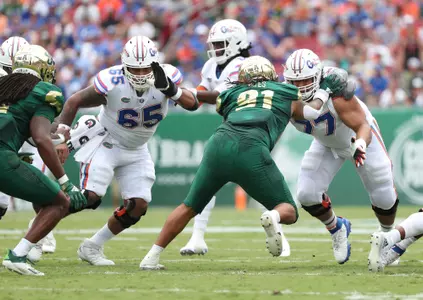 during the Gators' game against the USF Bulls on Saturday, September 11, 2021 at Raymond James Stadium in Tampa, Fla. / UAA Communications photo by Isabella Marley