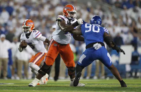 during the Gators' game against the Kentucky Wildcats on Saturday, October 2, 2021 at Kroger Field in Lexington, Ky. / UAA Communications photo by Tim Casey