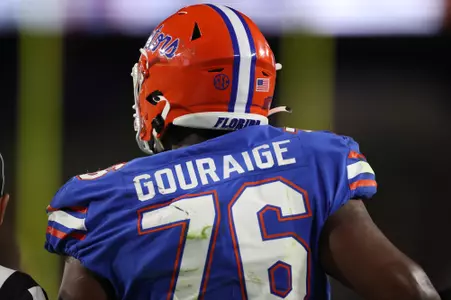 during the Gators' game against the UCF Knights in the Gasparilla Bowl on Thursday, December 23, 2021 at Raymond James Stadium in Tampa, Fla. / UAA Communications photo by Isabella Marley