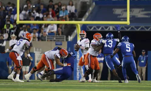 during the Gators' game against the Kentucky Wildcats on Saturday, October 2, 2021 at Kroger Field in Lexington, Ky. / UAA Communications photo by Tim Casey