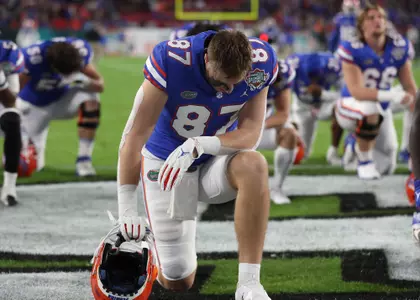 during the Gators' game against the UCF Knights in the Gasparilla Bowl on Thursday, December 23, 2021 at Raymond James Stadium in Tampa, Fla. / UAA Communications photo by Carla Kakouris