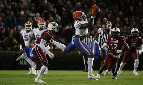 during the Gators' game against the South Carolina Gamecocks on Saturday, November 6, 2021 at Williams-Brice Stadium in Columbia, S.C. / UAA Communications photo by Courtney Culbreath
