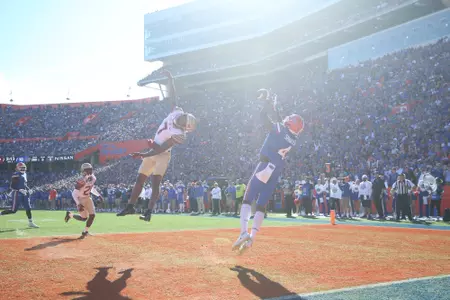 during the Gators' game against the Florida State Seminoles on Saturday, November 27, 2021 at Ben Hill Griffin Stadium in Gainesville, Fla. / UAA Communications photo by Leslie White