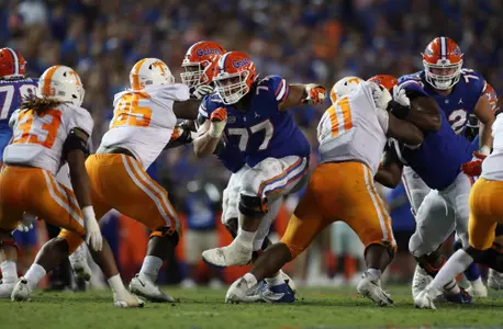 during the Gators' game against the Tennessee Volunteers on Saturday, September 25, 2021 at Ben Hill Griffin Stadium in Gainesville, Fla. / UAA Communications photo by Tim Casey